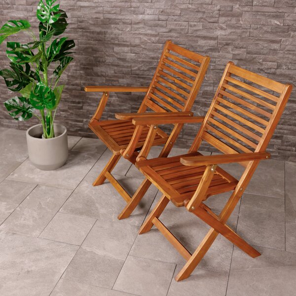 Folding wooden garden chairs with deals arms